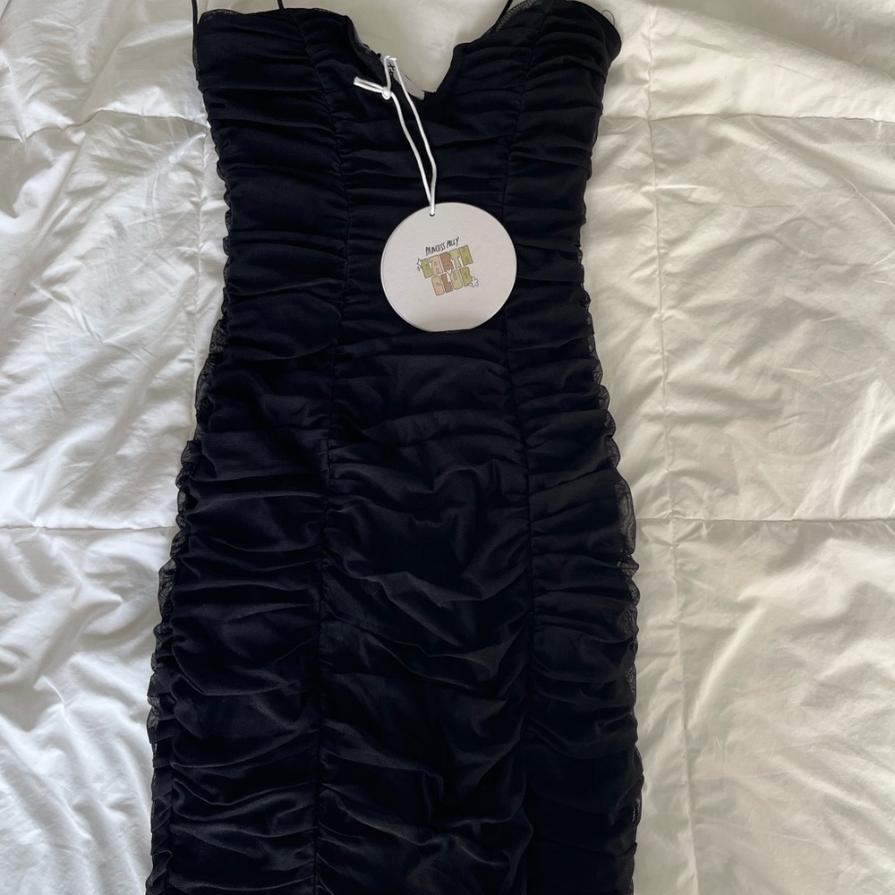 Princess Polly Black Ruched Mini Dress
